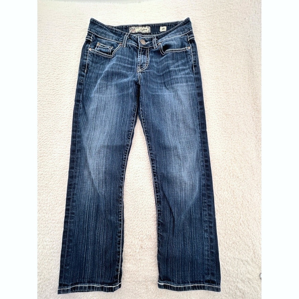 BKE Culture Womens 28 Straight Leg Jeans Medium Wash Rhinestone Embellished